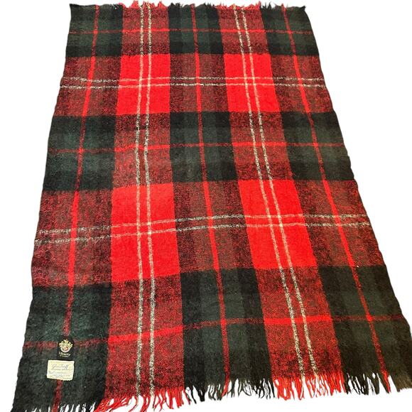 Vintage Cree Mills Scotland Tarff Plaid Mohair Blanket Liberty of London 70"x47" - Picture 2 of 8